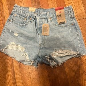 Levi denim distressed shorts